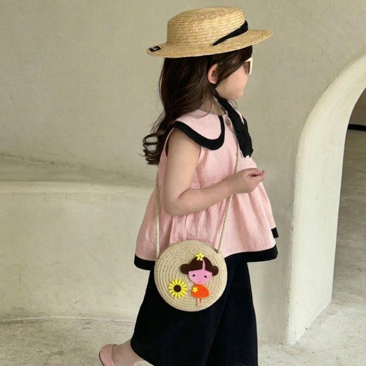 Girls Cute Cartoon Round Crossbody Sling Bag